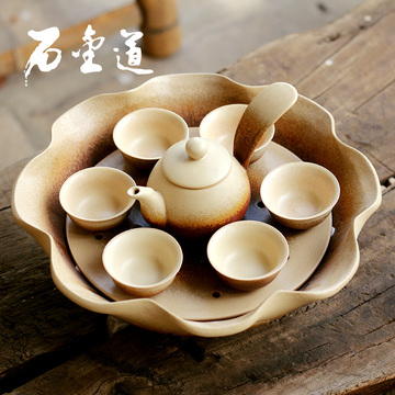 石金道 莲花红釉茶具套组 整套茶具套餐 功夫茶具套装 新款特价