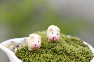 苔藓微景观装饰摆件 猪妈妈和小猪公仔摆件 可爱猪装饰