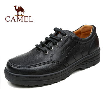 Camel/骆驼正品男鞋 秋季日常中老年休闲皮鞋 真皮系带舒适爸爸鞋