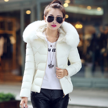 实拍2016冬季新款韩版修身时尚潮流毛领短款羽绒服棉衣外套女