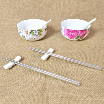5双装筷子方形不锈钢筷子中空隔热防霉防滑韩式筷子 买10双送赠品