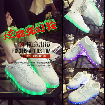 15韩版时尚情侣充电发光男女鞋USB充电LED炫彩灯夜光休闲运动板鞋