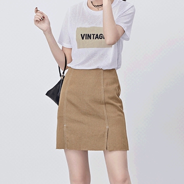 2016夏季新款韩版短裙下摆开口百搭纯色修身包臀裙时尚女士半身裙