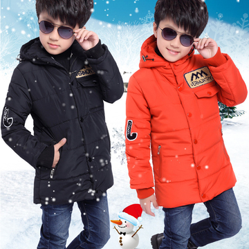 新款6童装7韩版8儿童上衣9岁潮男童冬款中大儿童字母棉衣加绒外套