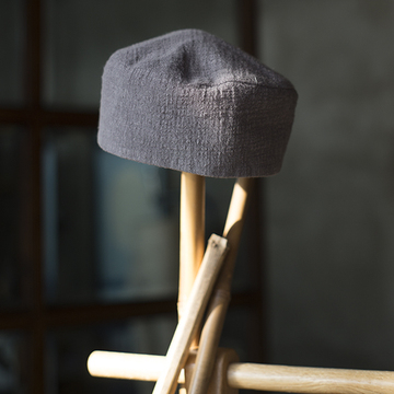 本相织物原创设计师品牌 中国风复古僧帽 棉麻平顶和尚帽 居士帽