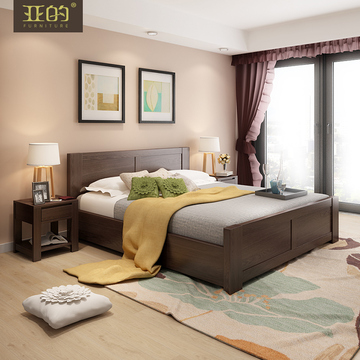 亚的丨实木床现代简约卧室家具环保简约双人床1.5米1.8米白蜡木