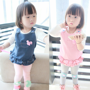2015新款童装韩版女童背心裙婴儿衣服0-1-2-3岁宝宝秋装儿童上衣