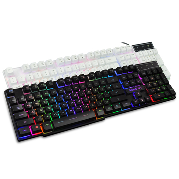 机械手感键盘 USB有线游戏键盘 悬浮式按键 LOL背光彩虹发光键盘