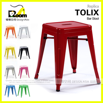 TOLIX铁皮凳时尚换鞋凳实木凳矮凳餐凳铁艺板凳方凳子LOFT等位椅