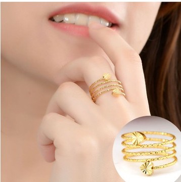 欧币沙金结婚首饰品戒指女士 欧比情侣戒指活口可调节