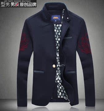 男士大码尼夹克2015秋冬新款纯羊绒尼大衣时尚单排扣外套英伦风潮
