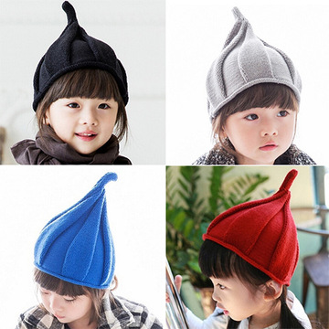【天天特价】韩版男女童可爱扭扭帽 尖顶针织毛线帽宝宝套头 包邮