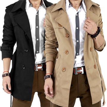 秋季新款男士风衣中长款外套修身型韩版学生英伦休闲青少年商务潮