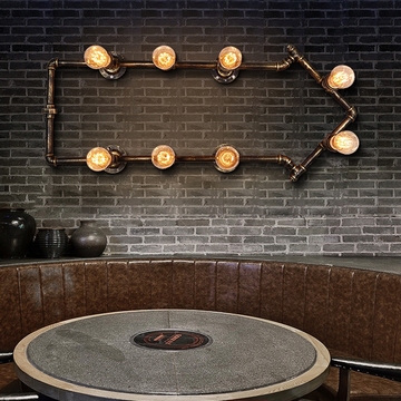 美式壁灯复古怀旧工业风 服装店咖啡厅欧式创意酒吧铁艺水管灯具