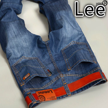 yoo Lee男牛仔裤夏季超薄直筒宽松中腰浅蓝色修身简约牛仔裤男士