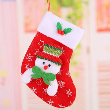 圣诞装饰品小袜子挂件圣诞树装饰圣诞袜毛绒布艺卡通圣诞礼品袜子