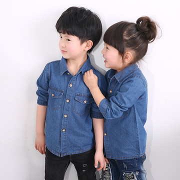 2016新款春款韩版童装女童衬衫儿童中小童牛仔衬衣外套