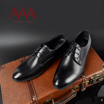 AAA正品春夏新款商务正装真皮男鞋单鞋系带有跟德比鞋 英伦男西装