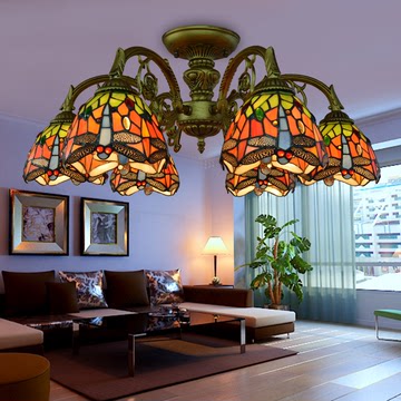 简约现代 客厅吸顶灯 餐厅蒂凡尼创意美式田园 蜻蜓灯具 新款2016