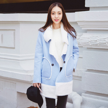 2015冬季新款 韩版女装时尚羊毛加厚保暖毛呢大衣羊 毛呢外套C008