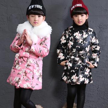 女童棉服2015冬装新款儿童中长款加厚棉衣外套韩版中大童棉袄童装