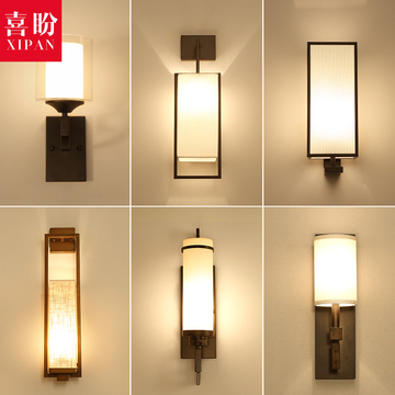 现代简约新中式壁灯酒店卫生间家用客厅卧室简易节能玻璃灯罩灯具