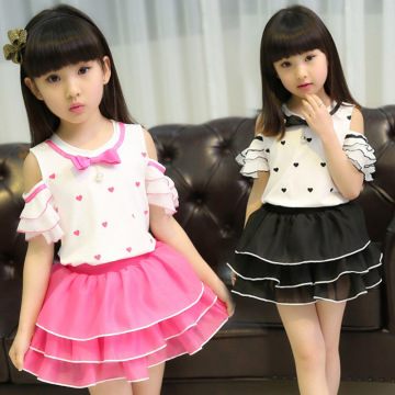 女童2016夏新款韩版儿童短袖裙子2件套中大童公主短裙套装休闲的