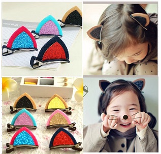 韩版儿童发饰头饰品 萌范立体猫耳朵宝宝发夹 六一礼物