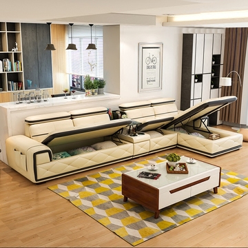 真皮沙发组合进口中厚头层牛皮简约现代皮艺大小户型客厅北欧实木