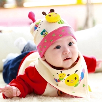 秋宝宝帽子0-6-12个月婴儿纯棉套头帽儿童秋帽男女童帽子