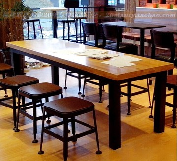蝴蝶印象 美式乡村咖啡桌椅实木书桌铁艺复古餐桌办公桌会议桌