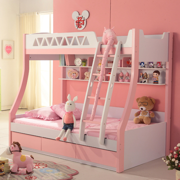 韩式儿童成套家具套房 1.2米高低床上下床双层床男孩儿童床带护栏