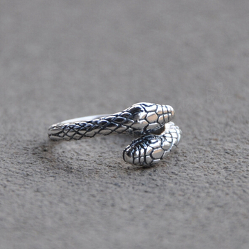正品S925纯银 气质复古原创小蛇泰银开口戒指 防过敏
