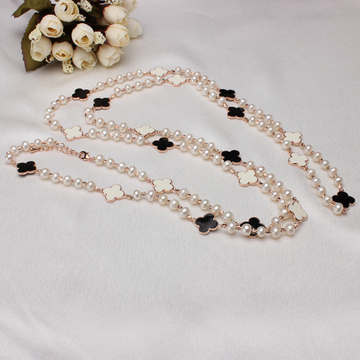 正品防伪韩版罗莎珠宝7-8毫米扁圆形天然淡水珍珠项链毛衣链