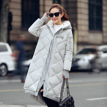 2015冬季新款韩版加厚长款羽绒服女加长款棉衣羊羔毛大码实拍