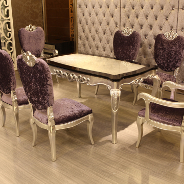 新古典餐桌椅组合欧式餐桌实木餐桌 布艺椅子酒店别墅长方形饭桌
