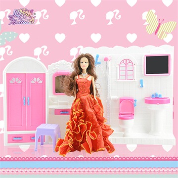 贝婷娜芭比娃娃女孩玩具套装 公主套间梦幻浴室衣柜 特价包邮