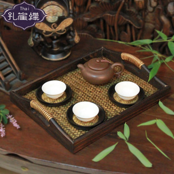 泰国木雕果盘东南亚创意实木果盘客厅茶几木质复古水果盘包邮