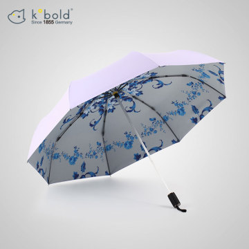 【新品】kobold酷波德青花瓷系列超轻遮阳伞防晒伞女用三折晴雨伞