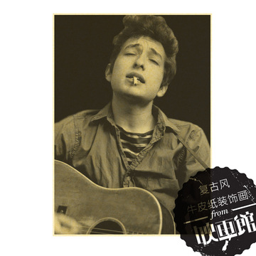 Bob Dylan 摇滚文艺复古怀旧装饰画画芯牛皮纸海报酒吧咖啡馆挂画