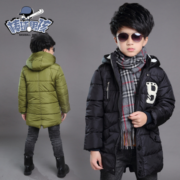 童装男童棉衣2015新款冬装韩版加厚外套中长款中大童儿童连帽棉袄