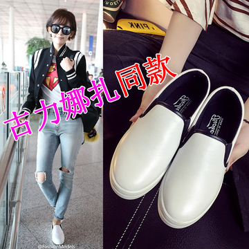 韩版2015秋季新品平底单鞋古力娜扎同款学生女鞋小白鞋