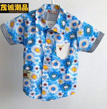 小鸟金梦男童衬衫夏装2015短袖新款印花潮品衬衣2-3-4-5-6岁宝宝