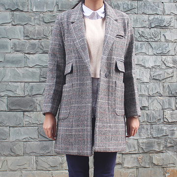 2016春季韩国东大门冬季新款羊毛呢大衣女中长款修身显瘦外套