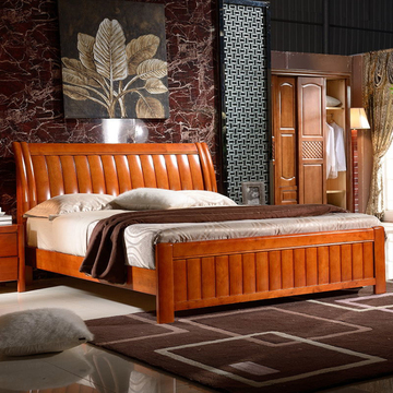 实木床中式1.2米橡木大床1.8米1.5米双人储物高箱床卧室婚床包邮