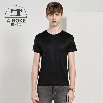 2015夏季青年品牌男装 双丝光棉短袖T恤 修身韩版 体恤打底衫