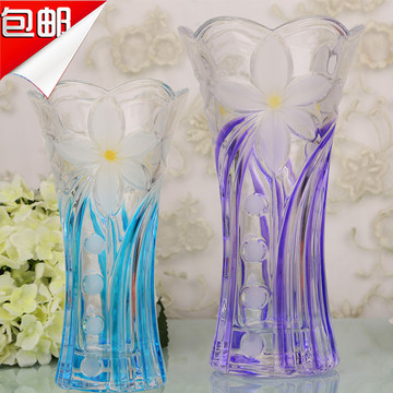 包邮 欧式富贵竹彩色水培百合花瓶 透明玻璃水晶花瓶摆件创意装饰