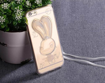 新款透明iphone兔耳朵支架手机壳苹果挂绳兔子硅胶保护套