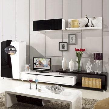 特价 宜家现代简约白色烤漆伸缩电视柜组合 客厅卧室地柜视听柜