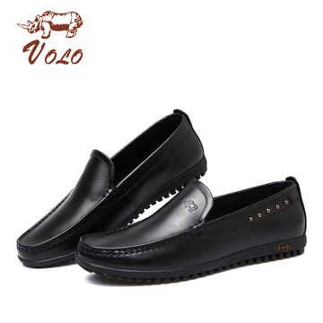 VOLO/犀牛男鞋商务休闲鞋真皮舒适低帮皮鞋平跟懒人套脚鞋正品